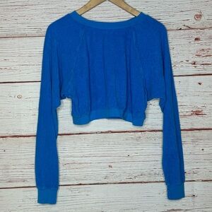NWT Suzie Suzi Kondi Beach Terry Cropped Crew Top in Hawaiian Ocean Sz XS